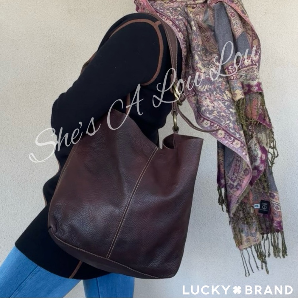 Lucky Brand Slouchy Leather Shoulder Bag & Scarf/Wrap